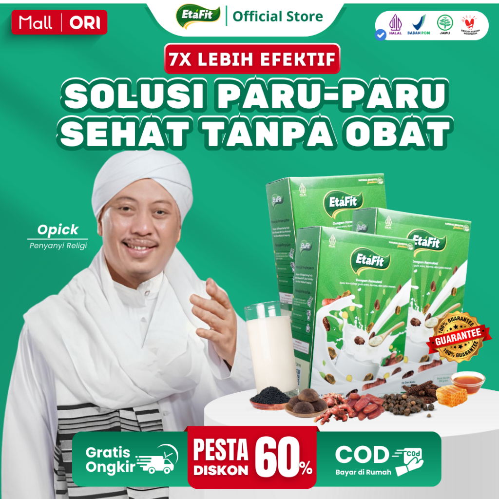 

ETAFIT - Solusi Paru Paru dan Nafas Sehat - Susu Kambing Etawa Bubuk Asli 100% Original - 3 BOX