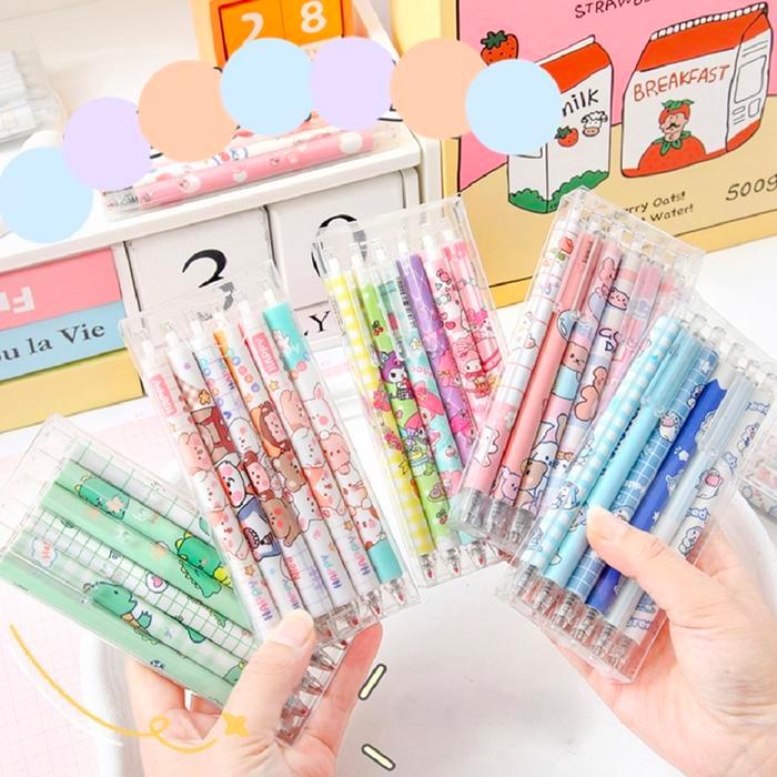 

1 Set Pulpen Gel Cetek Karakter Kartun Random Isi 6 Pcs