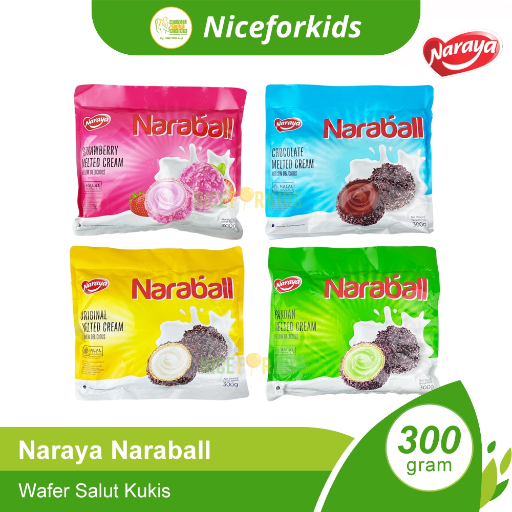 

Naraball Melted Cream 300gr / Cemilan Wafer Bola Isi Krim Lembut dan Renyah