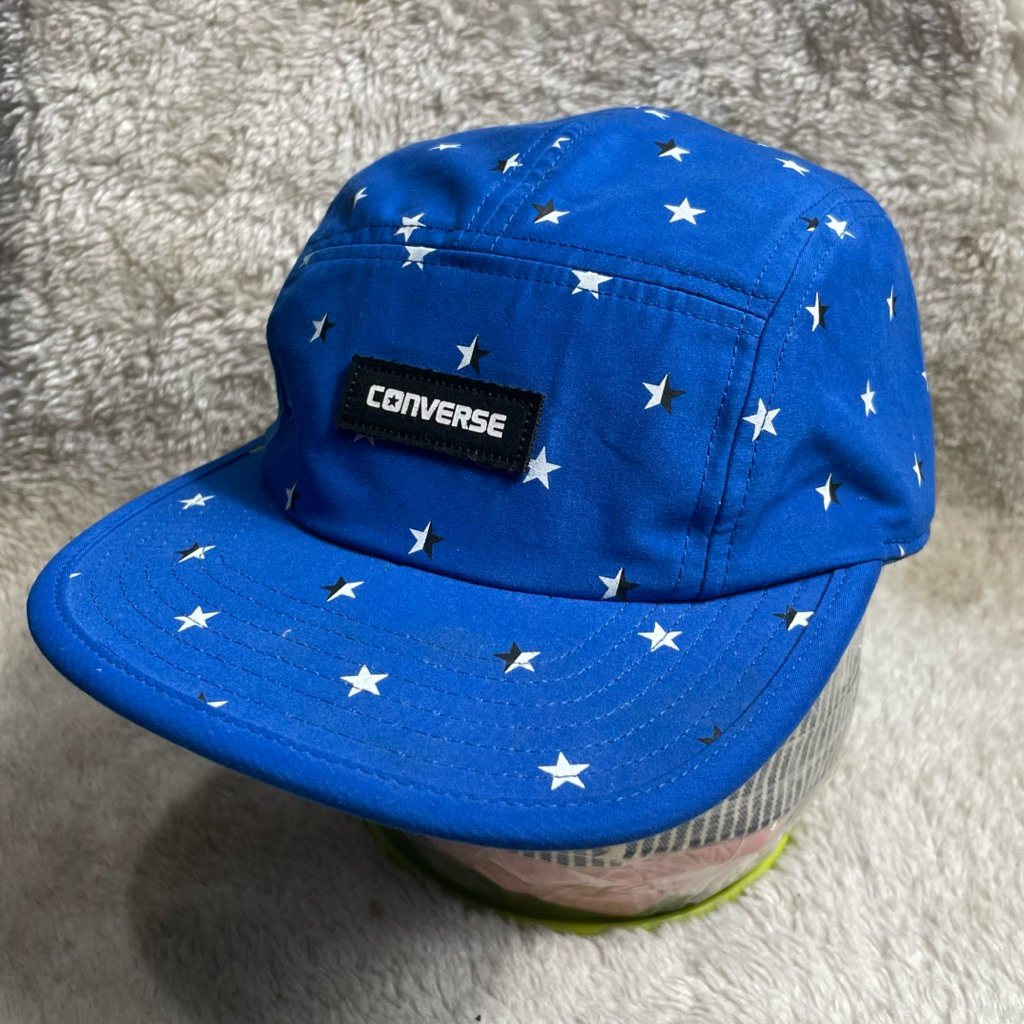 Cap / Topi 5 panel CONVERSE original motif bunga warna biru