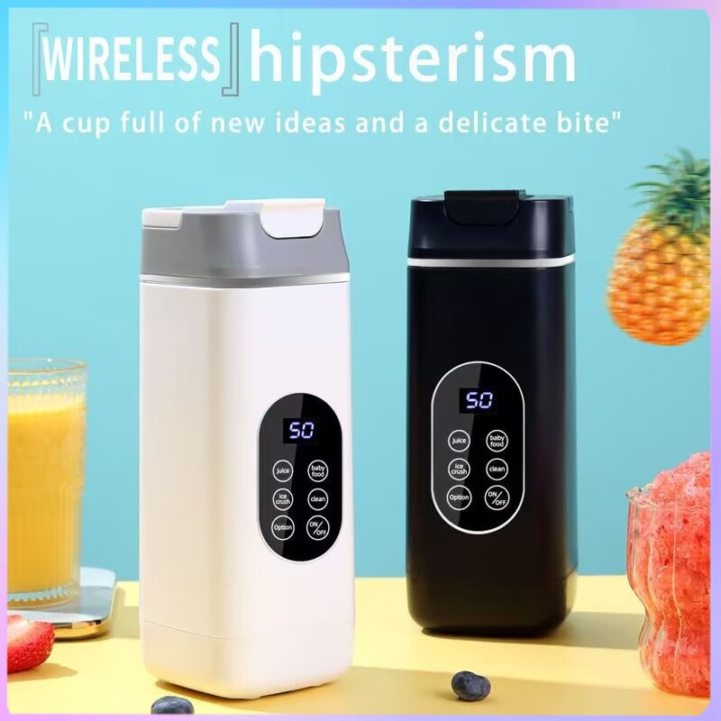 Juicer Buah Tanpa Ampas 420ML Blender Portable Mini USB Rechargeable, Penghancur Es dan Jus Tanpa Am