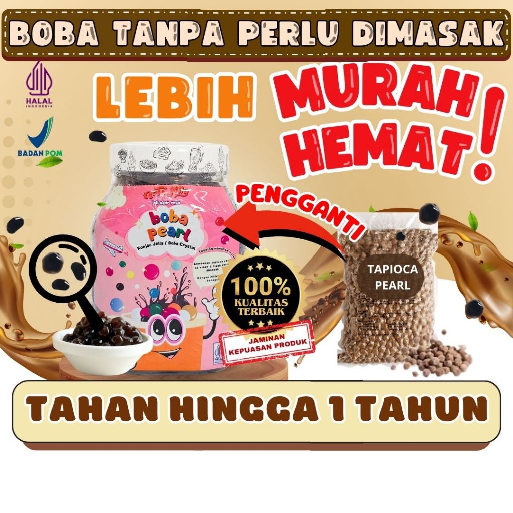 

Boba Tapioca Pearl Jelly Siap Saji - Boba Bubble Brown Sugar Instant 500 Gram Tanpa Perlu Dimasak | Cocok untuk Semua MInuman [KOMBO HEMAT]