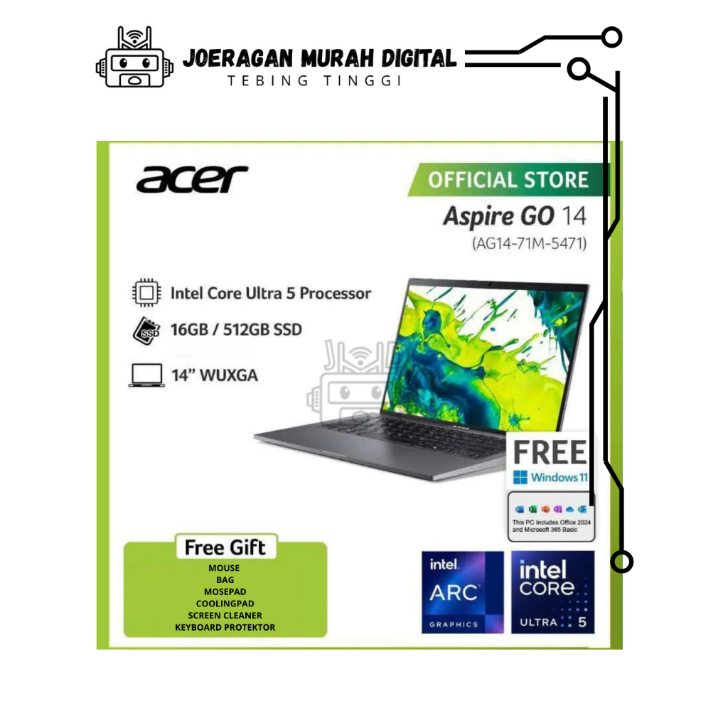 ACER LAPTOP ASPIRE GO 14 AG14-71M-5471 INTEL CORE ULTRA 5 PROCESSOR 125H W/AL BOOST / 16GB / 512GB S