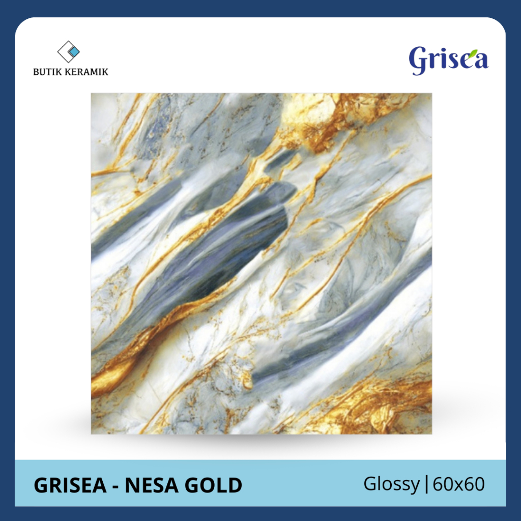 Granit 60x60 Glossy | Grisea | Nesa Gold | Glossy | Grade A / KW 1 | Keramik Lantai I Granit Motif G