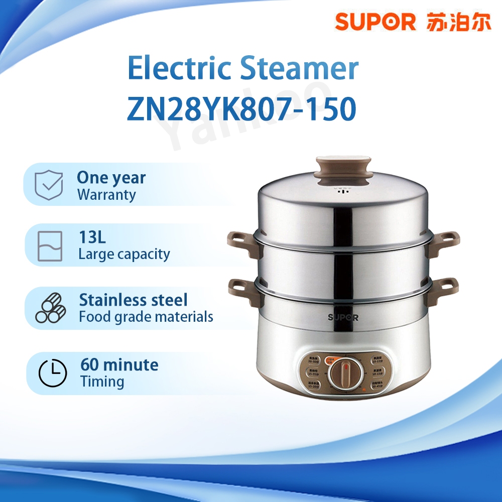 SUPOR Electric Steamer ZN28YK807-150 13L Kapasitas Besar 1500W Bahan Stainless Steel Food Grade Kali