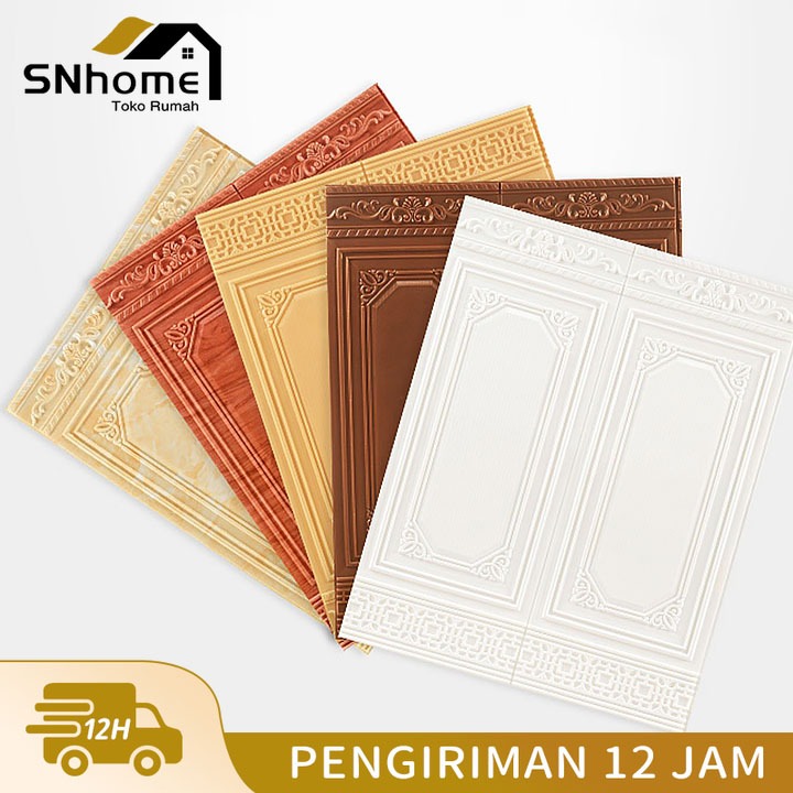 【COD】Wallpaper Dinding 3D Foam Motif Pintu Jati Wallfoam 70x90cm(Tebal 5mm) Wallpaper Dinding 3D