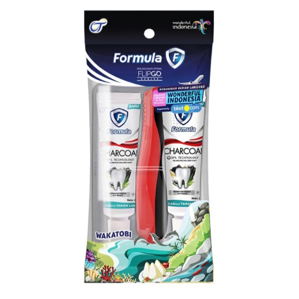 Formula Flip Go Sikat + Pasta Gigi Flip Go Nano Charcoal Travel Pack