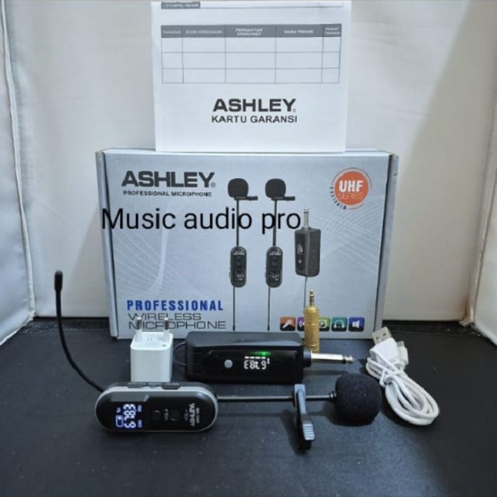 Mic wireless Ashley headset jepit original bando clip on / Ashley hs 102