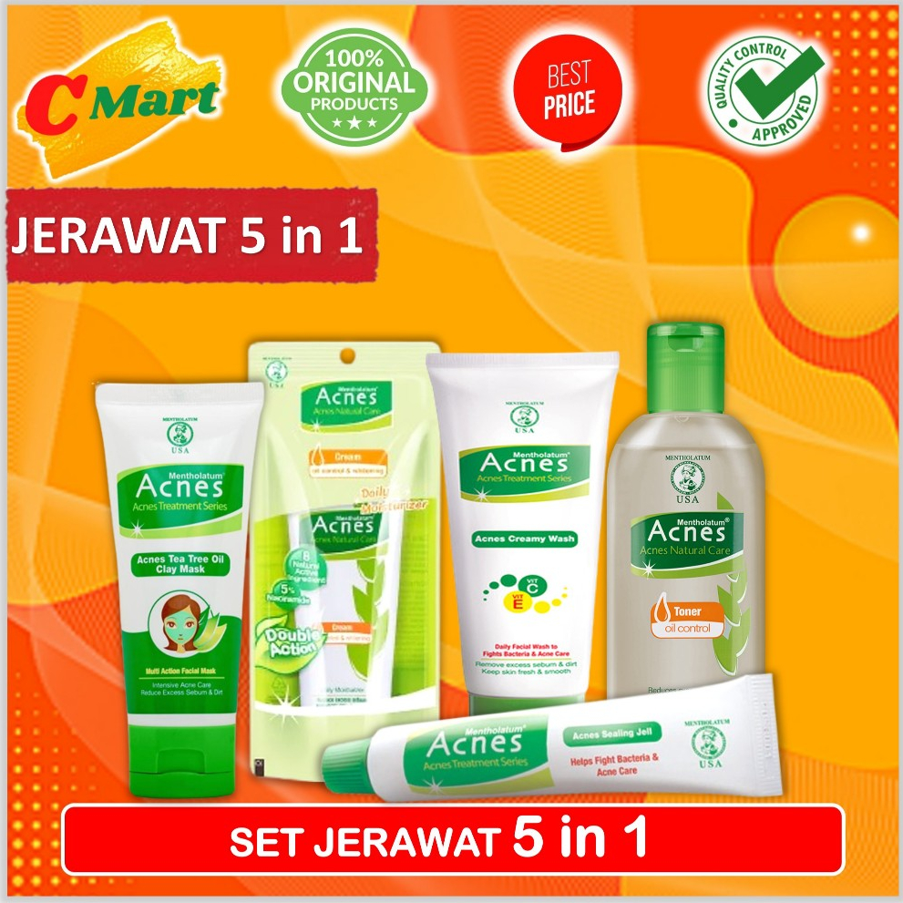 Acnes Set Skincare Kulit Berjerawat 5in1 - Paket Skincare Kulit Jerawat Acnes Paket Hemat - CMart