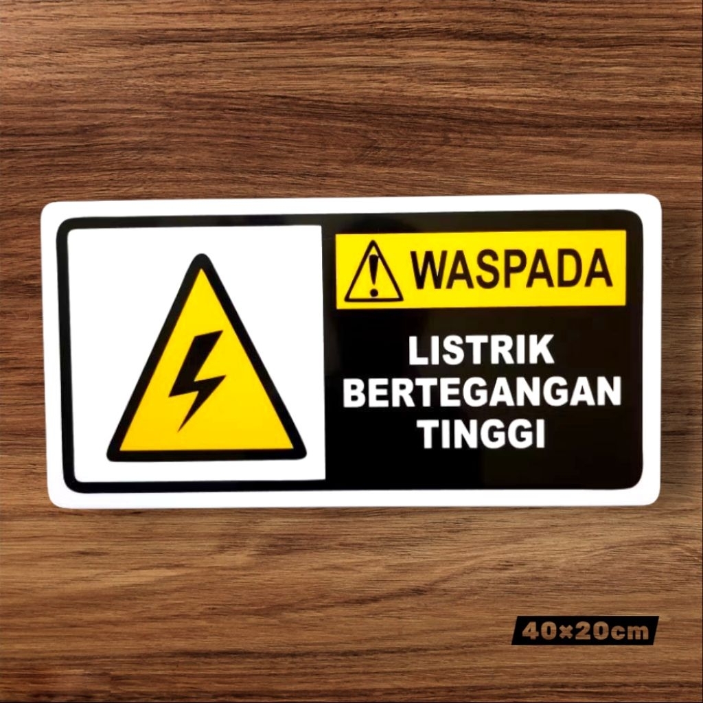 

Acrylic sign peringatan WASPADA LISTRIK BERTEGANGAN TINGGI 40 x 20cm