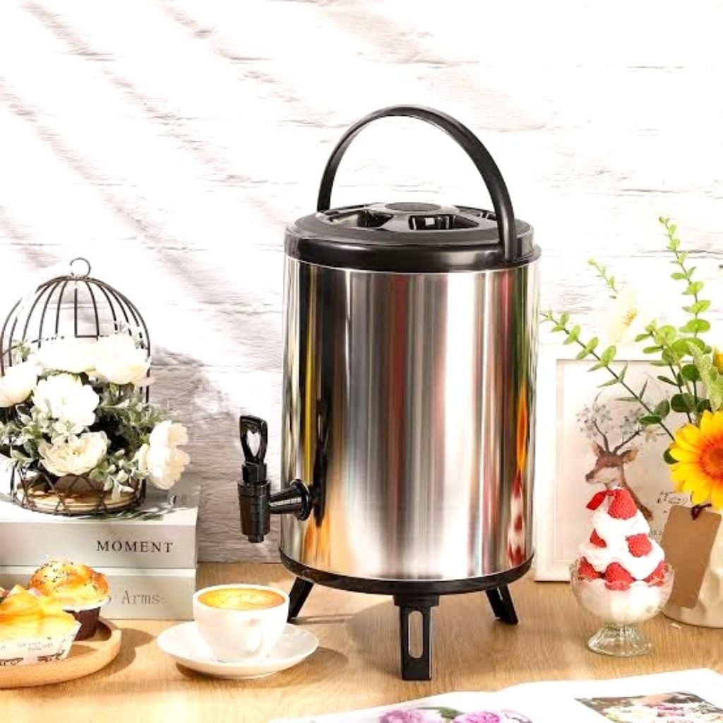 Milk tea bucket 8 liter 10 liter 12 liter / tempat air panas stainless / tempat teh kopi susu / term