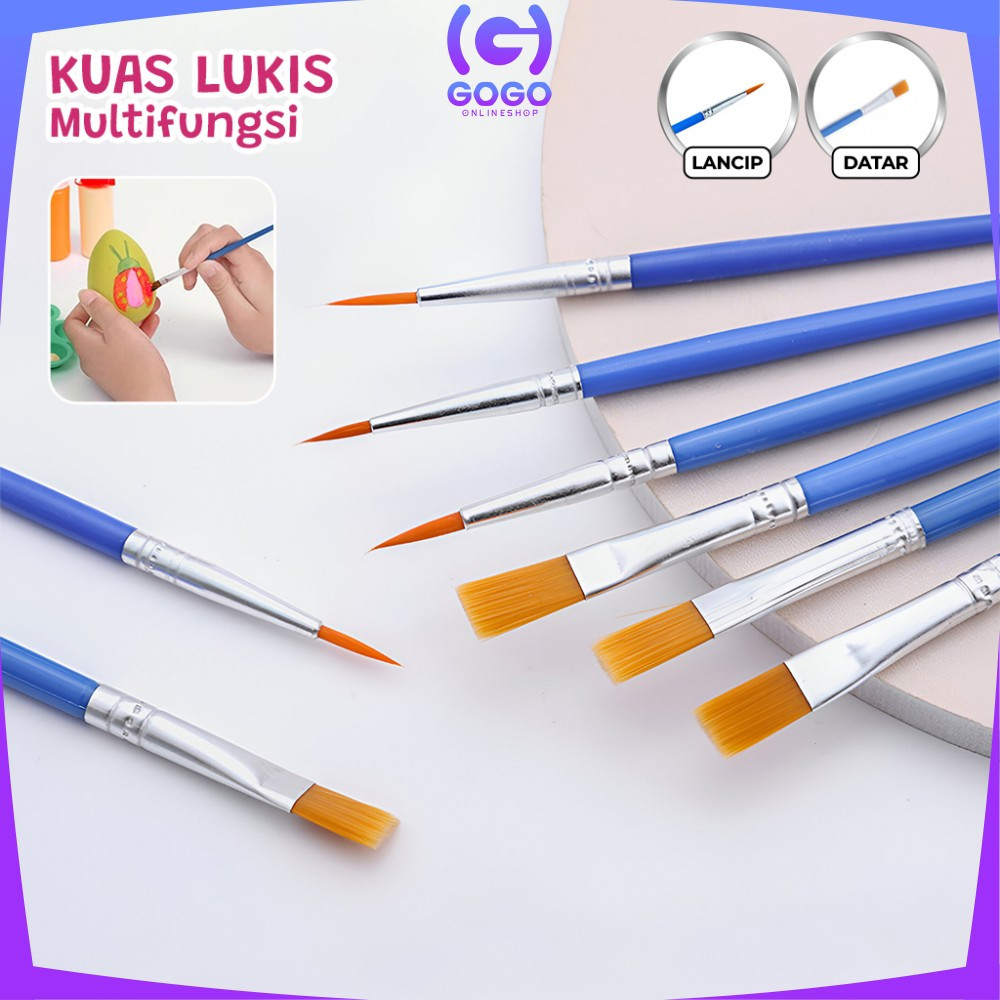 

EC GOGO-A98 Kuas Lukis Cat Air Paint Brush Nilon Ujung Pointed dan Flat / Kuas Kecil Lancip Datar Art Brush Cat Minyak Akrilik