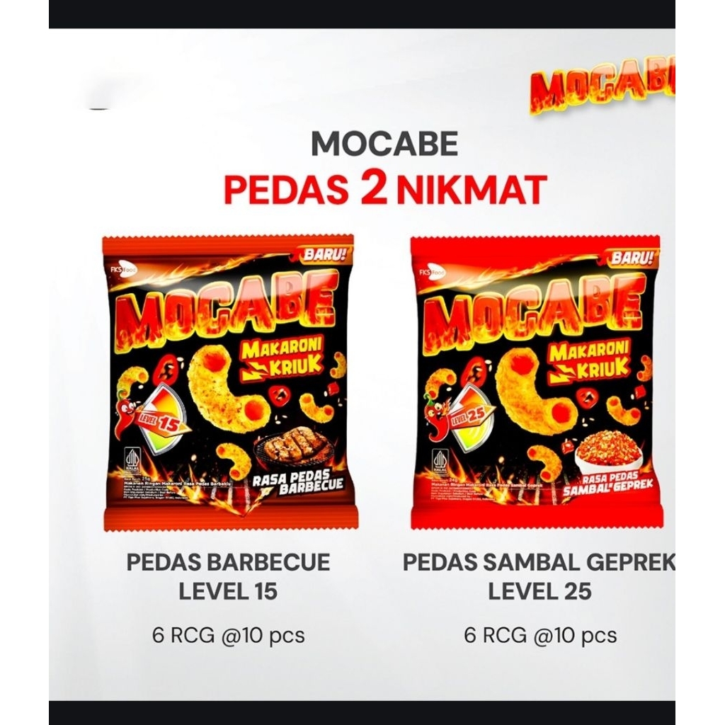 

Mocabe - Sambal Geprek - Small Pack - 1 Karton (6 renceng) - 60 Pcs - 24gr (Free 12 Pcs)