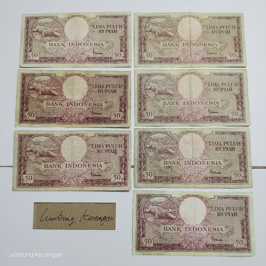 uang kuno 1 Huruf 50 Rupiah buaya 1957