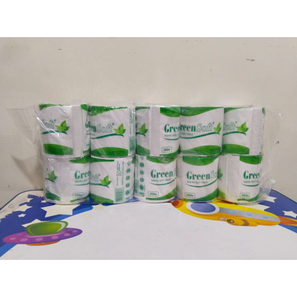 Green Soft Core Isi 10 Roll Tulang Tisu 2Ply Soft Tissue Toilet 200 Sheets Greensoft