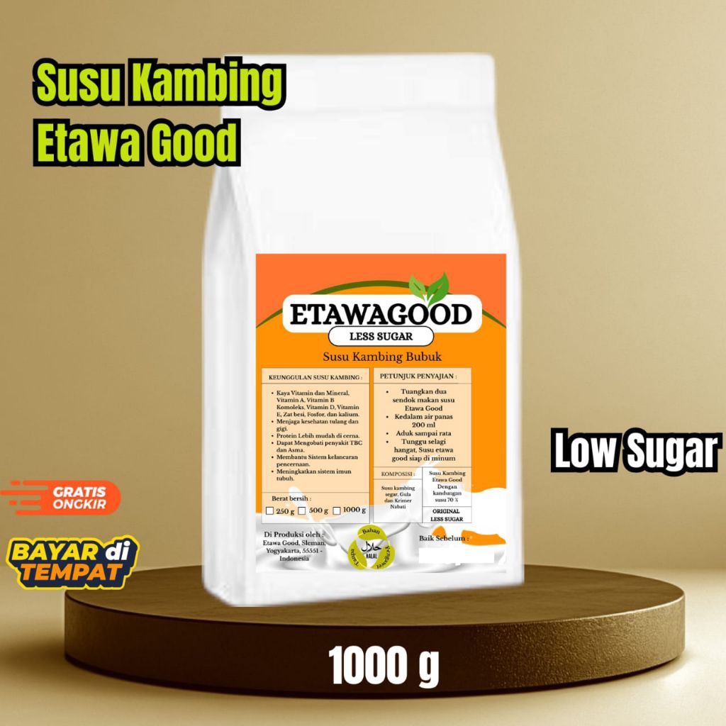 

Susu Kambing Low Sugar Non Krimer 250g dan 1000g plus krimer. Langsung Produsen.
