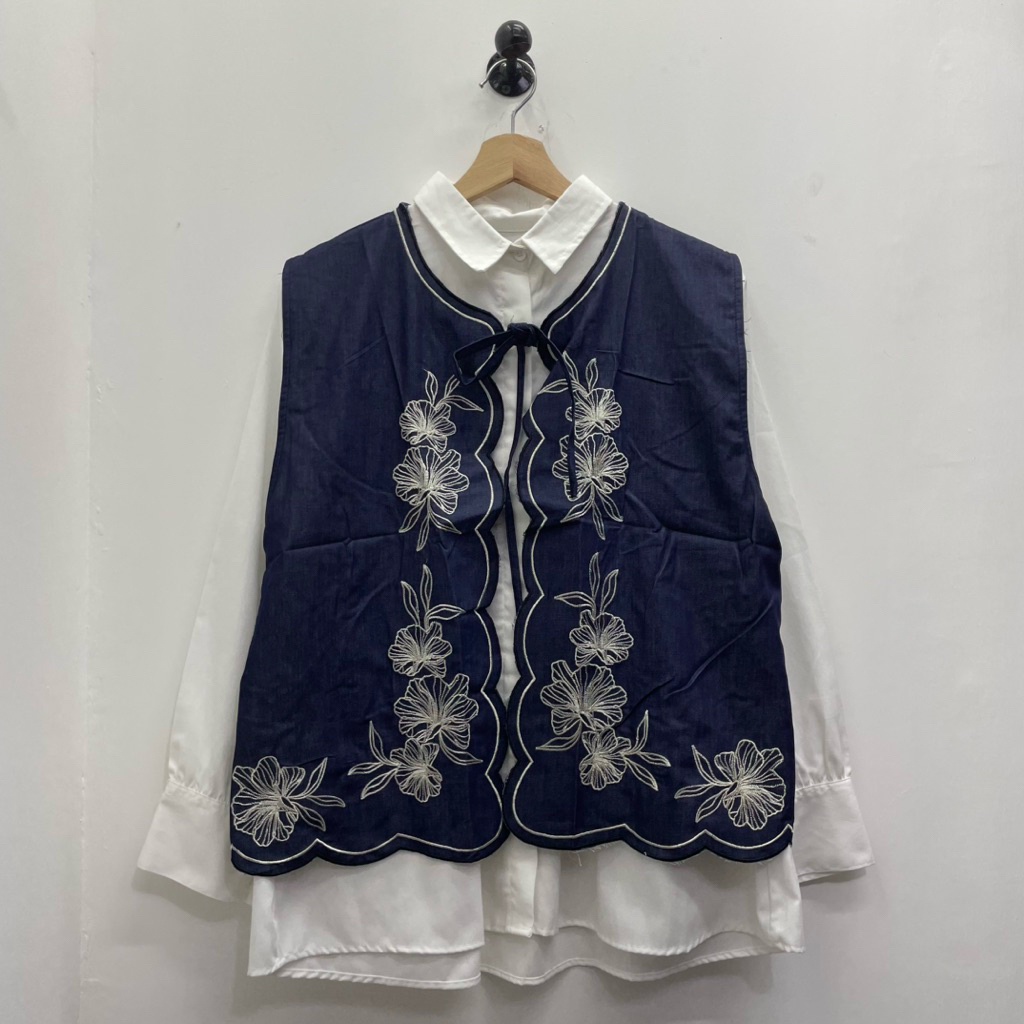JS127 || Josei Kemeja Atasan Wanita Denim || Outer/Vest Denim Set Kemeja || Denim Series