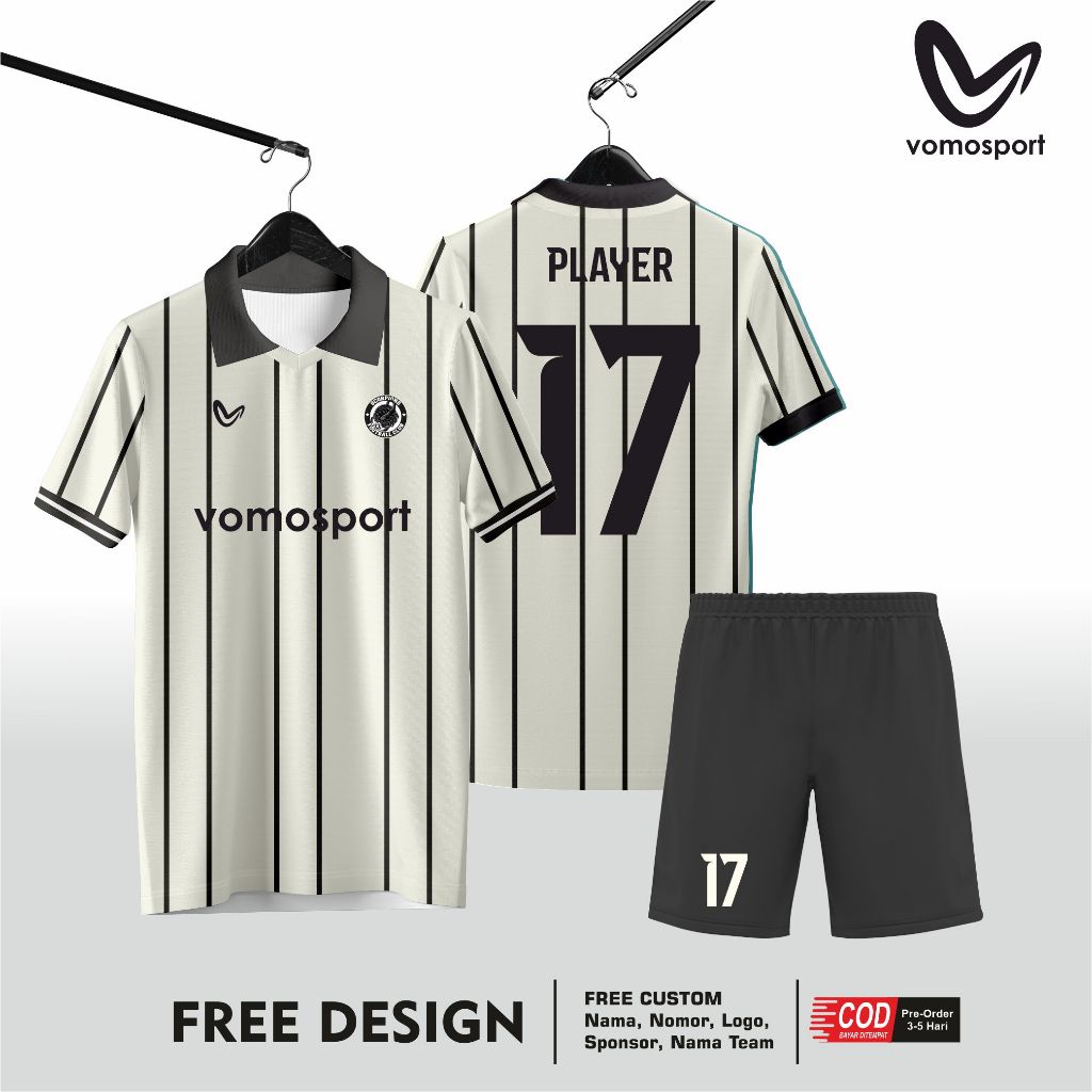 jersey futsal sepakbola vintage kerah full printing satuan