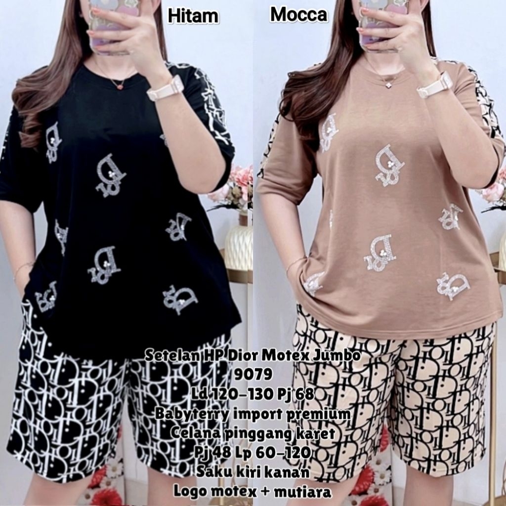 Setelan Wanita Pendek Jumbo Motex Baju LD 120 Celana Pinggang Karet LP 60-120 Babyterry Import Premi