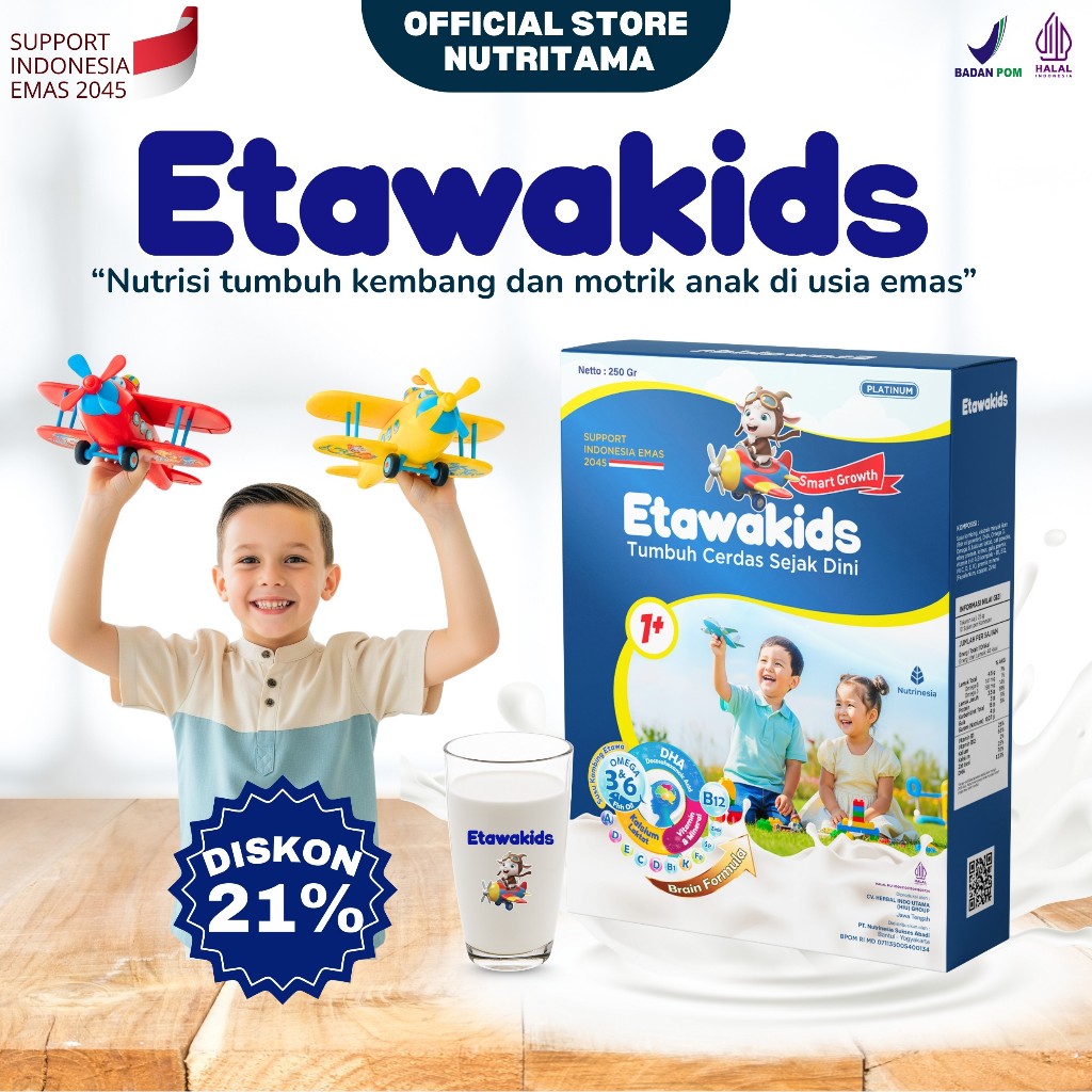 

Etawakids Platinum Susu Etawa Anak DHA Omega 3, 6 & Vitamin Lengkap untuk Mendukung Kecerdasan & Motorik Sejak Dini 1Box