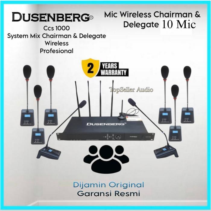 Paket Mic Conference Wireless Chairman & Delegate System 10 Mic Meja Dusenberg CCS-1000 / CCS1000 - Original Garansi Resmi 2 Tahun