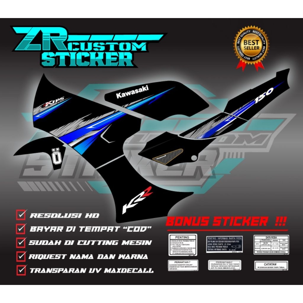 Striping Variasi NINJA KRR SSR transparan maxdecal (body hitam) bisa request