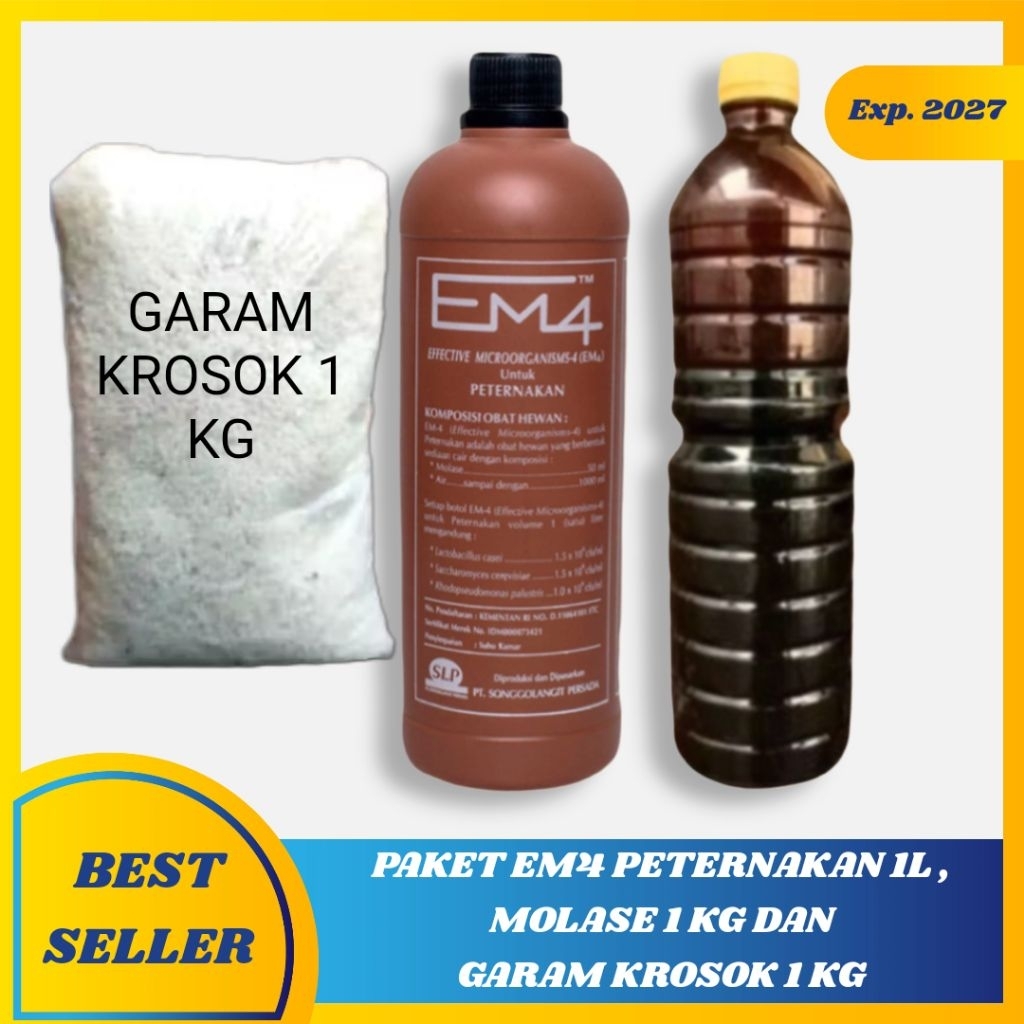 PAKET EM4 PETERNAKAN 1L MOLASE 1KG DAN GARAM KROSOK 1KG