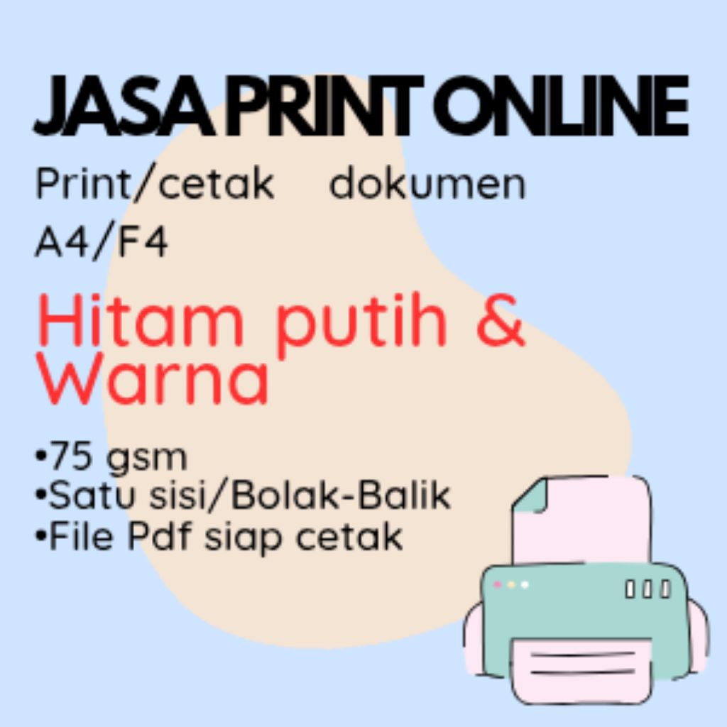 

Jasa Print/Cetak Dokumen Warna & Hitam Putih HVS A4/F4 75 gsm