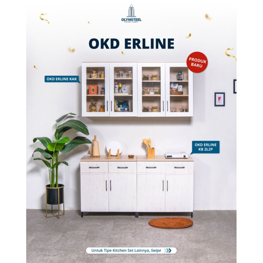 KITCHEN SET ATAS BAWAH BESI OLYMSTEEL / KITCHEN SET ATAS BESI / KITCHEN SET BAWAH BESI