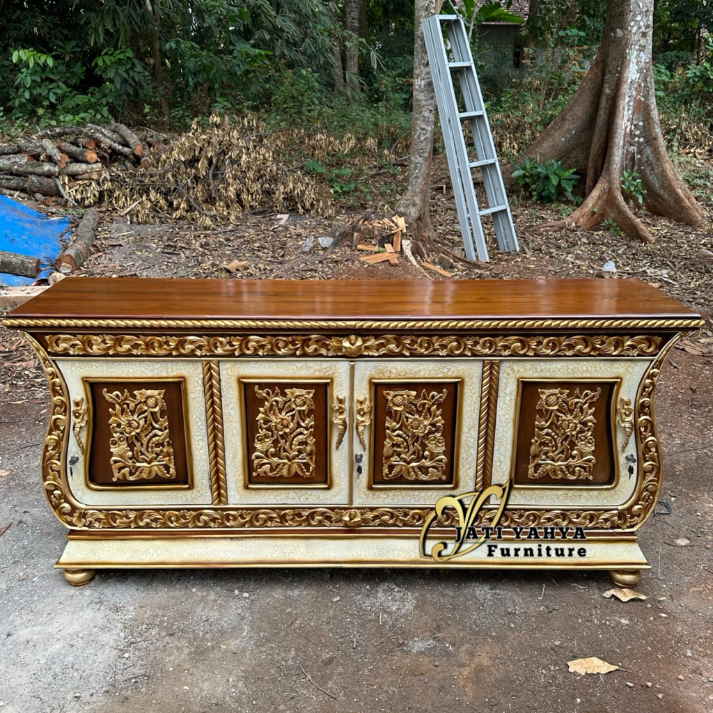 Buffet tv meja tv jati model biola jati tua pilihan