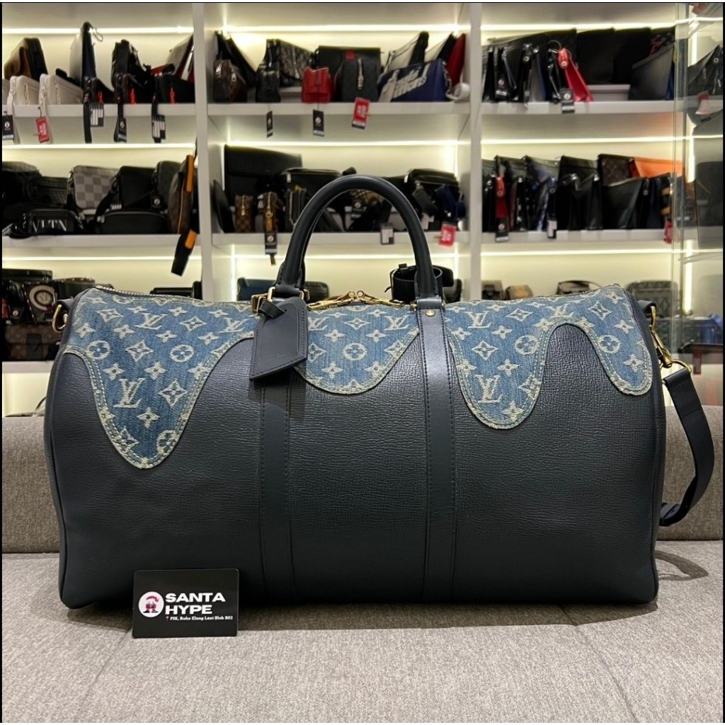 Louis Vuitton X Nigo Bandouliere Keepall Denim Duffle Bag