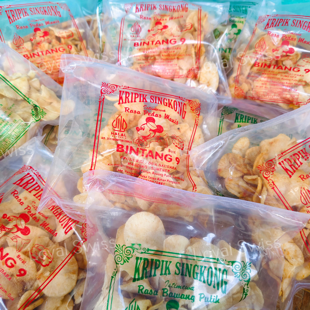 

Keripik Singkong 75 gram Kripik Rasa Bawang Putih & Pedas Manis Camilan Renyah Cemilan Murah Enak