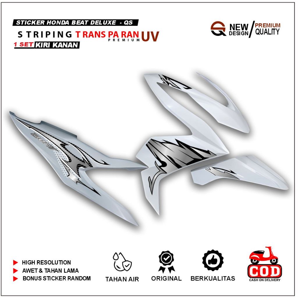 Striping Transparan Honda Beat Deluxe Street 2020 sampai 2023 Motif Simple