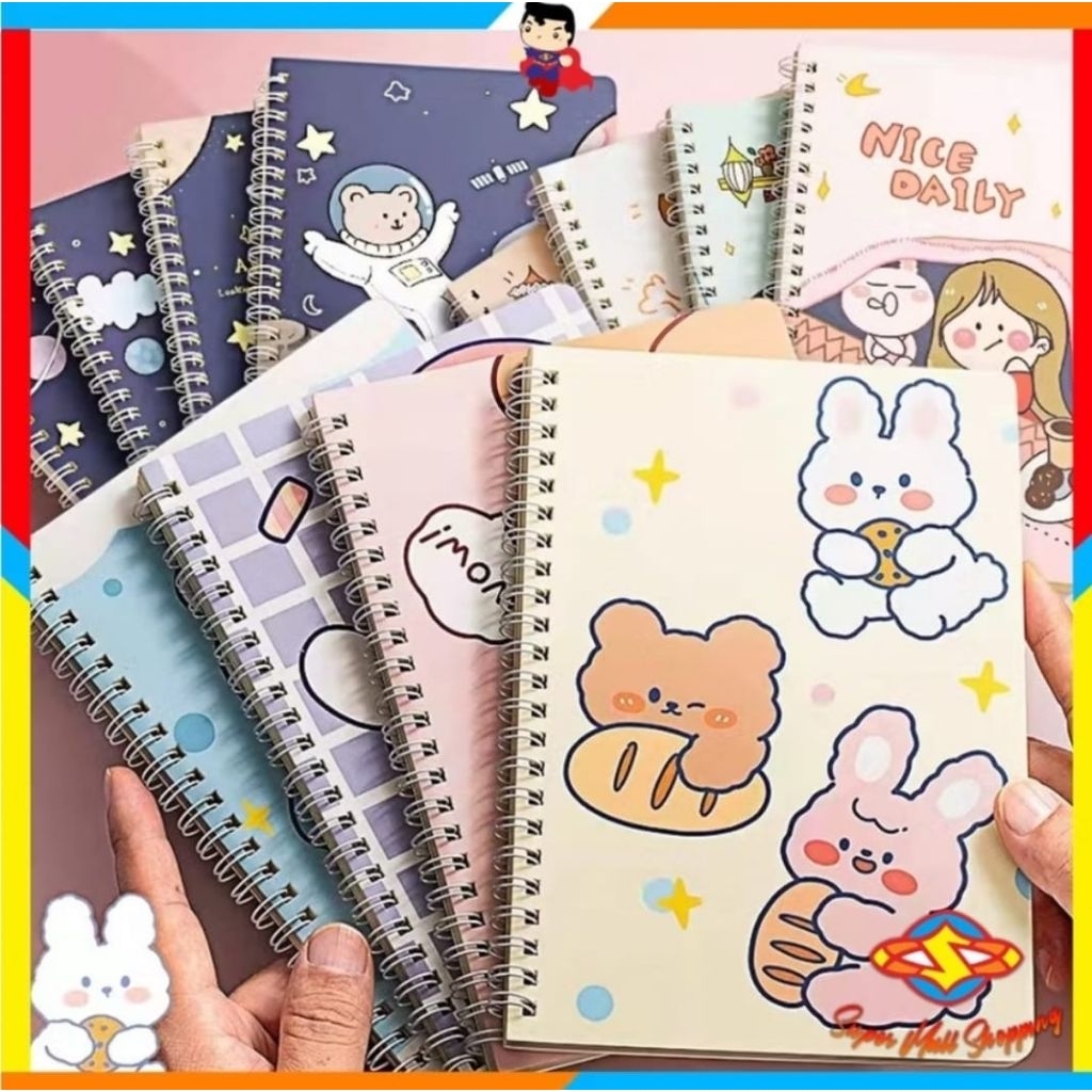 

Buku Catatan Notebook A5 isi 60 Lembar Buku Diary Aesthetic Motif Kartun Gaya Retro Buku Tulis Motif