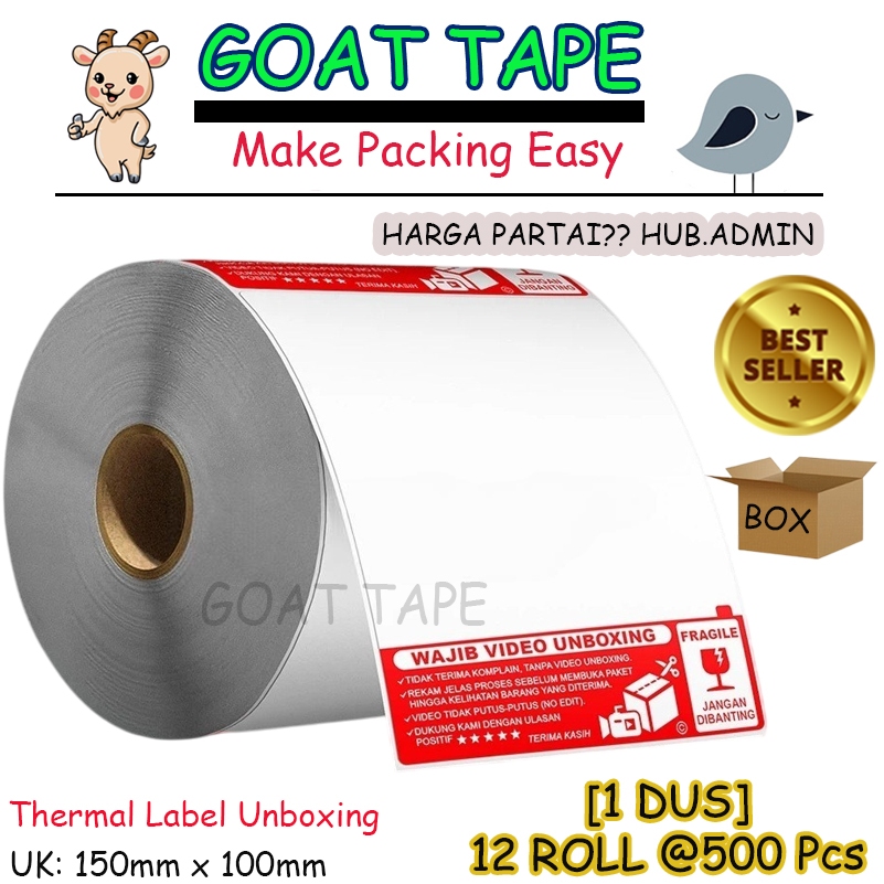 

Stiker Label Thermal Resi AWB A6 100x150 mm / 100x150mm / 100 x 150 Fragile Video Unboxing [BOX]