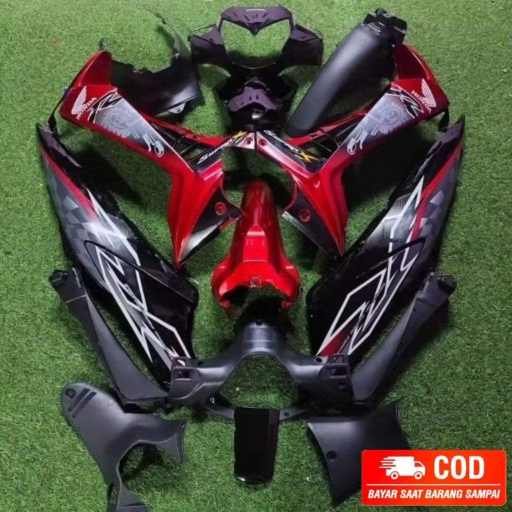 FULL BODY HONDA SUPRA X 125 BATMAN FULLSET BODY HALUS KASAR SUPRA X125 BATMAN WARNA MERAH TAHUN 2007