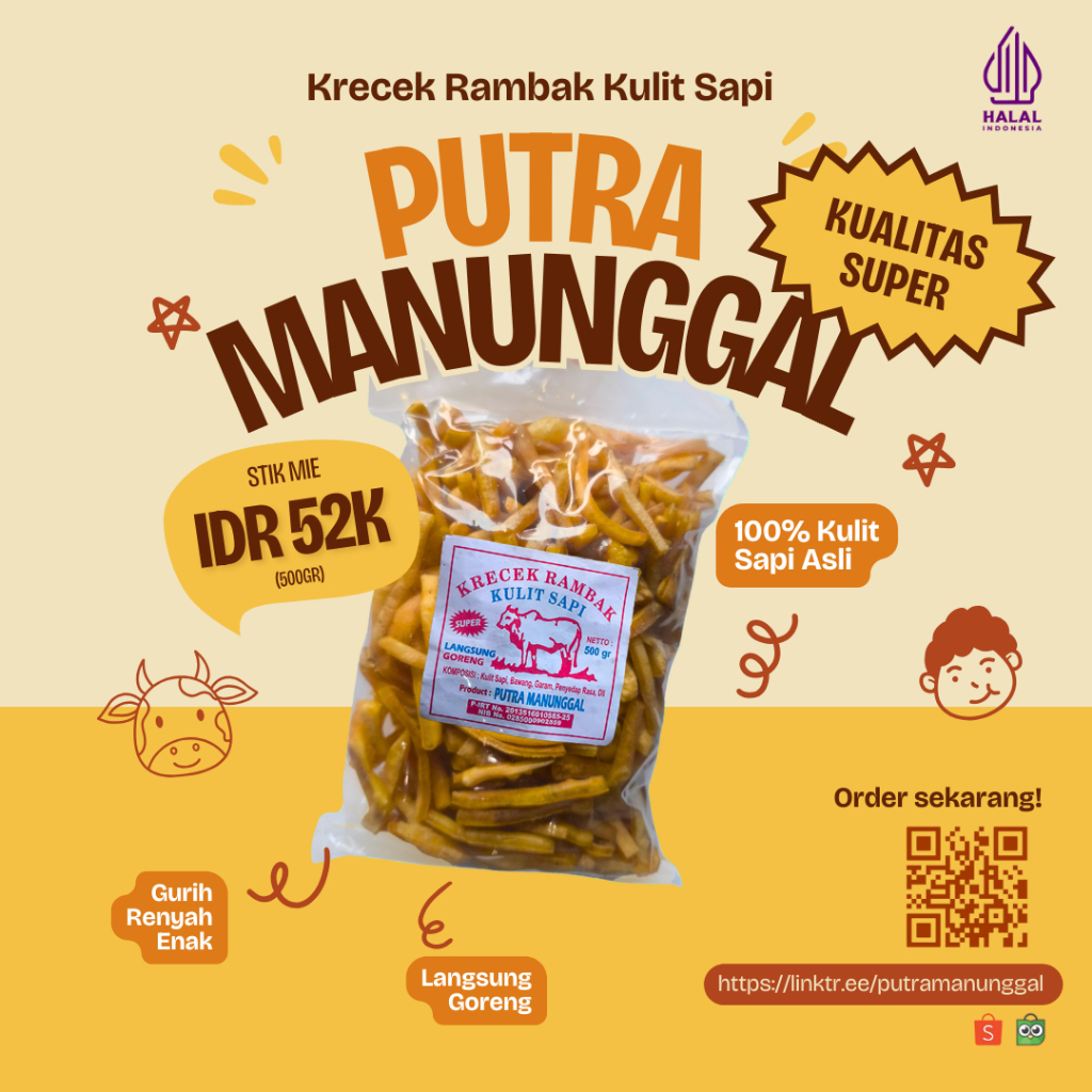 

Krecek Rambak Kulit Sapi Asli Stik Mie Kualitas SUPER 500gr