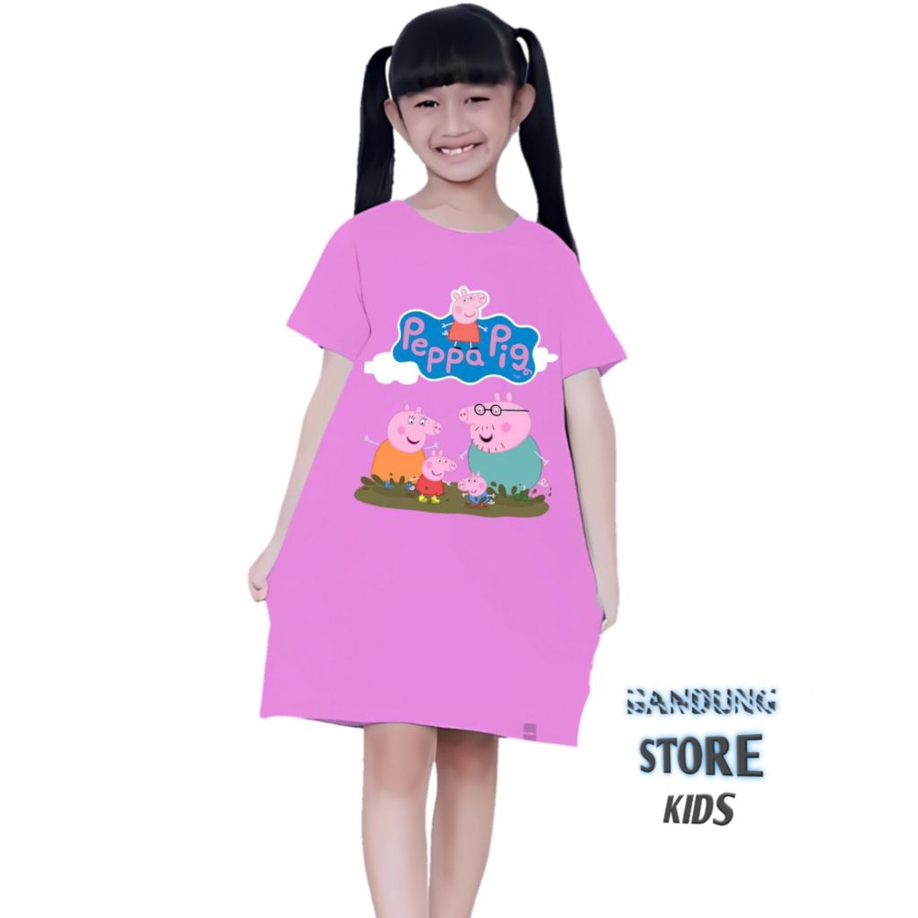 Baju Dress Anak Tunik Anak  karakter Peppa pig