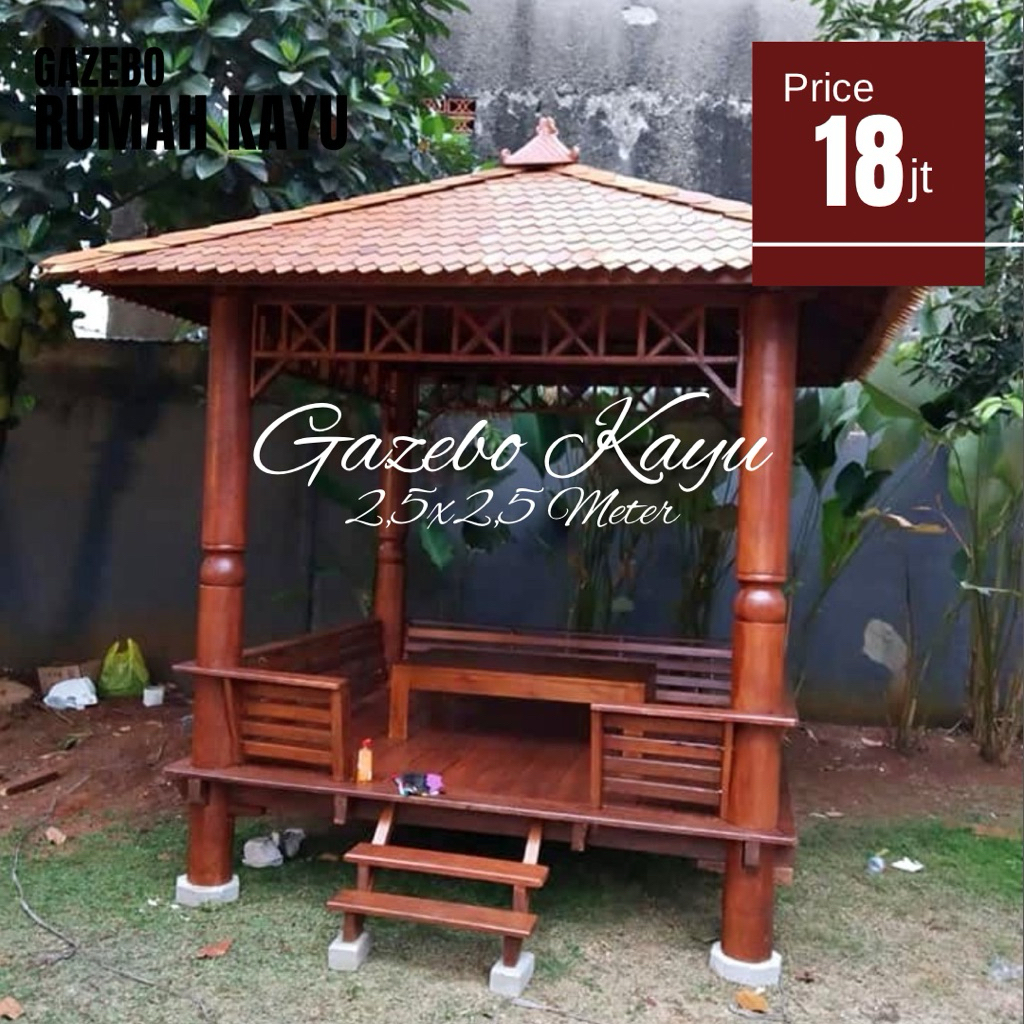 Gazebo Minimalis | Gazebo Kayu Jati | Saung Gazebo
