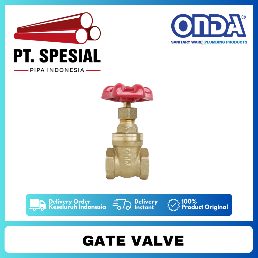 Gate Valve Onda 2" / Stop Kran Kuningan Onda / Gate Valve Kuningan Onda - 05