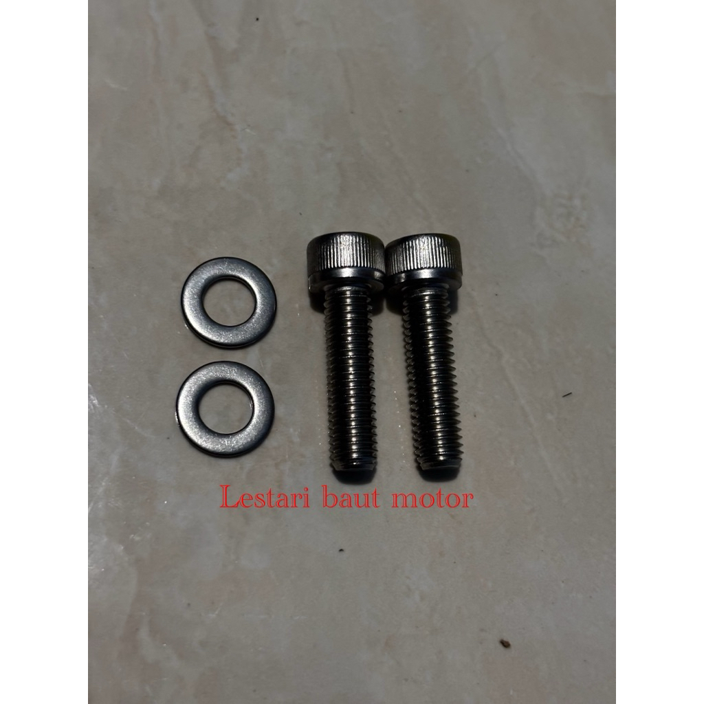 ( 1set 2pcs ) baut rubahan baut L stainlees braket kaliper kampas rem depan honda pcx 150 k59 bahan 