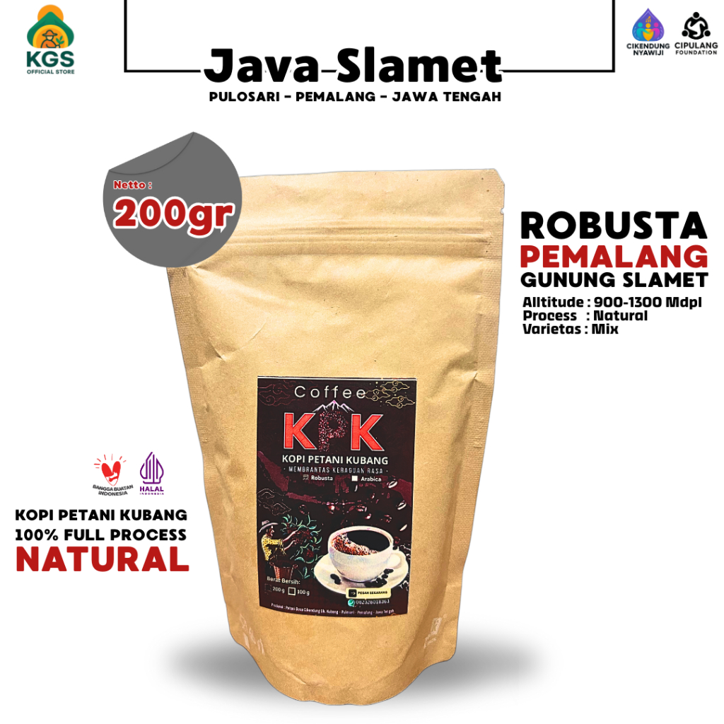 

KOPI BUBUK MURNI ROBUSTA 200gr | KOPI PETANI KUBANG | KOPI CIKENDUNG | KOPI PULOSARI | KOPI PEMALANG