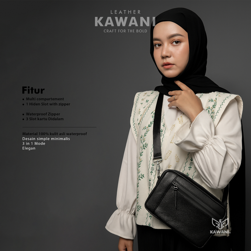 KAWANI Handbag Kulit Asli Pria Wanita – Tas Kulit Sapi Premium Unisex Handmade Berkualitas Clutch Se