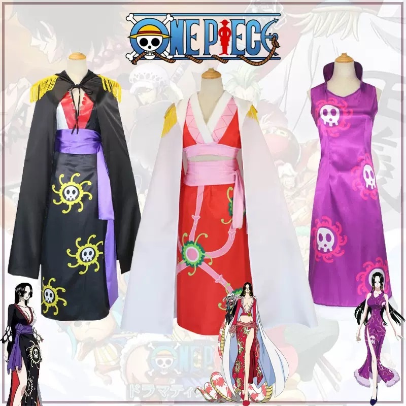Anime Boa Hancock Cosplay Costumes Sexy Empire Red Kimono Dress Clothing Boa Hancock Wig Halloween C