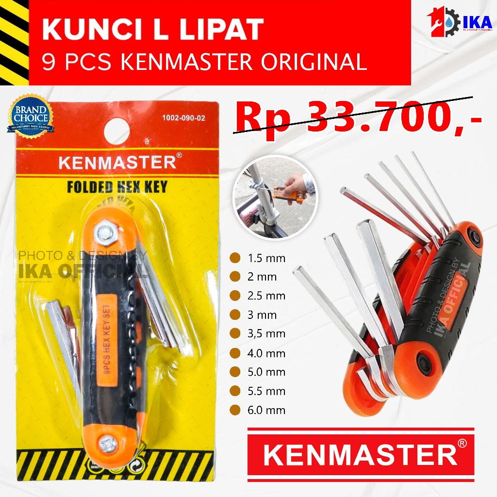 Kenmaster Kunci L Lipat 9Pcs Crum - KNCL029 / Kunci Alat Multi Tool Sepeda 16 in 1 set mini kit port