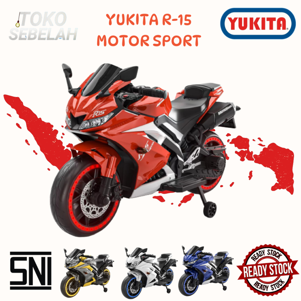 Mainan Motor Aki Anak Yukita R15 Motor Sport - Kuning