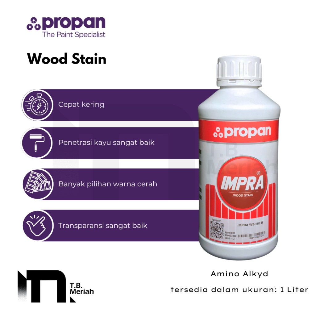 PROPAN IMPRA Wood Stain WS 162B 1Liter (Kemasan Baru) - Politur / Pelitur / Plitur Kayu - Plitur Meb