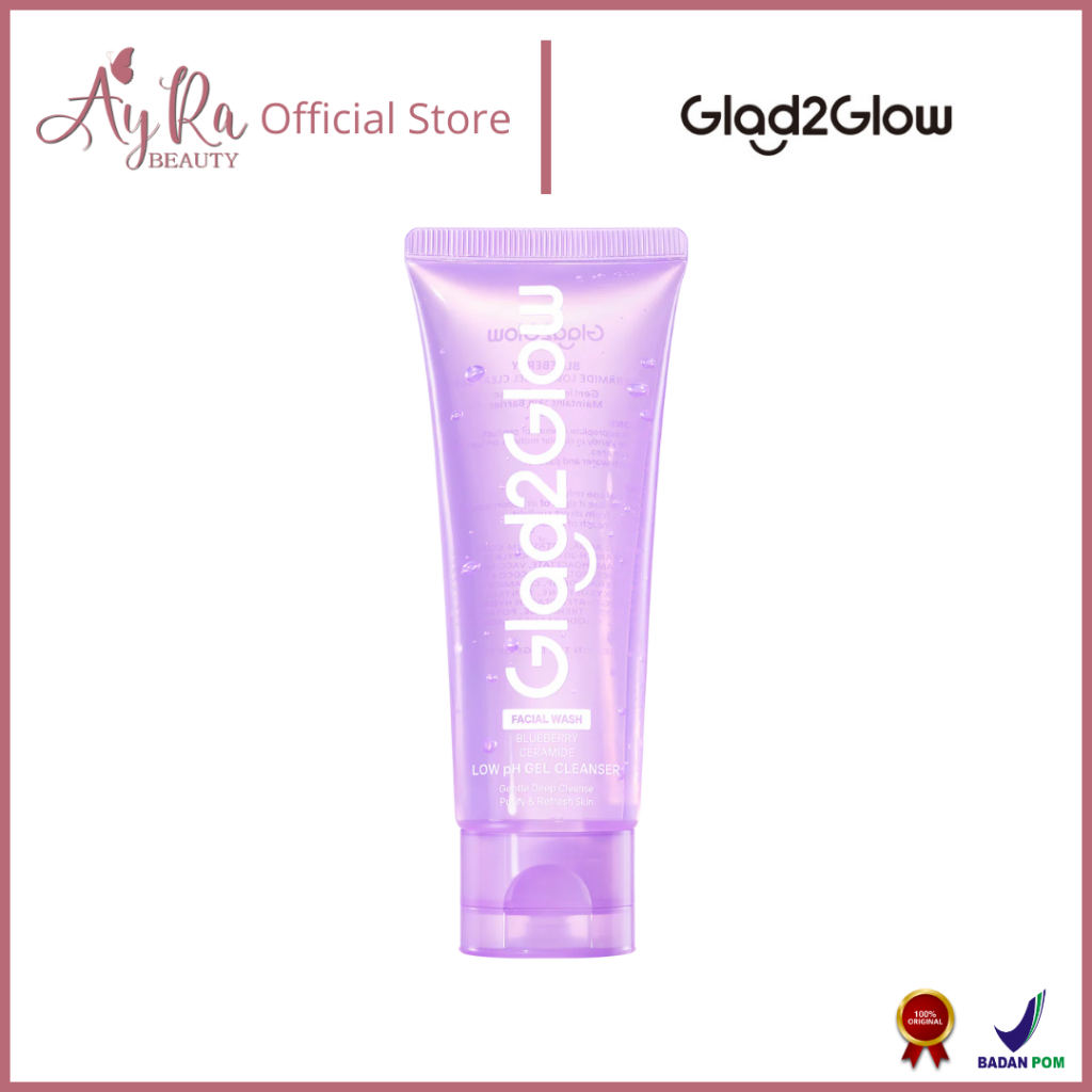 AyRa Beauty - Glad2Glow Blueberry Ceramide Low pH Gel Cleanser facial wash skincare face wash sabun 