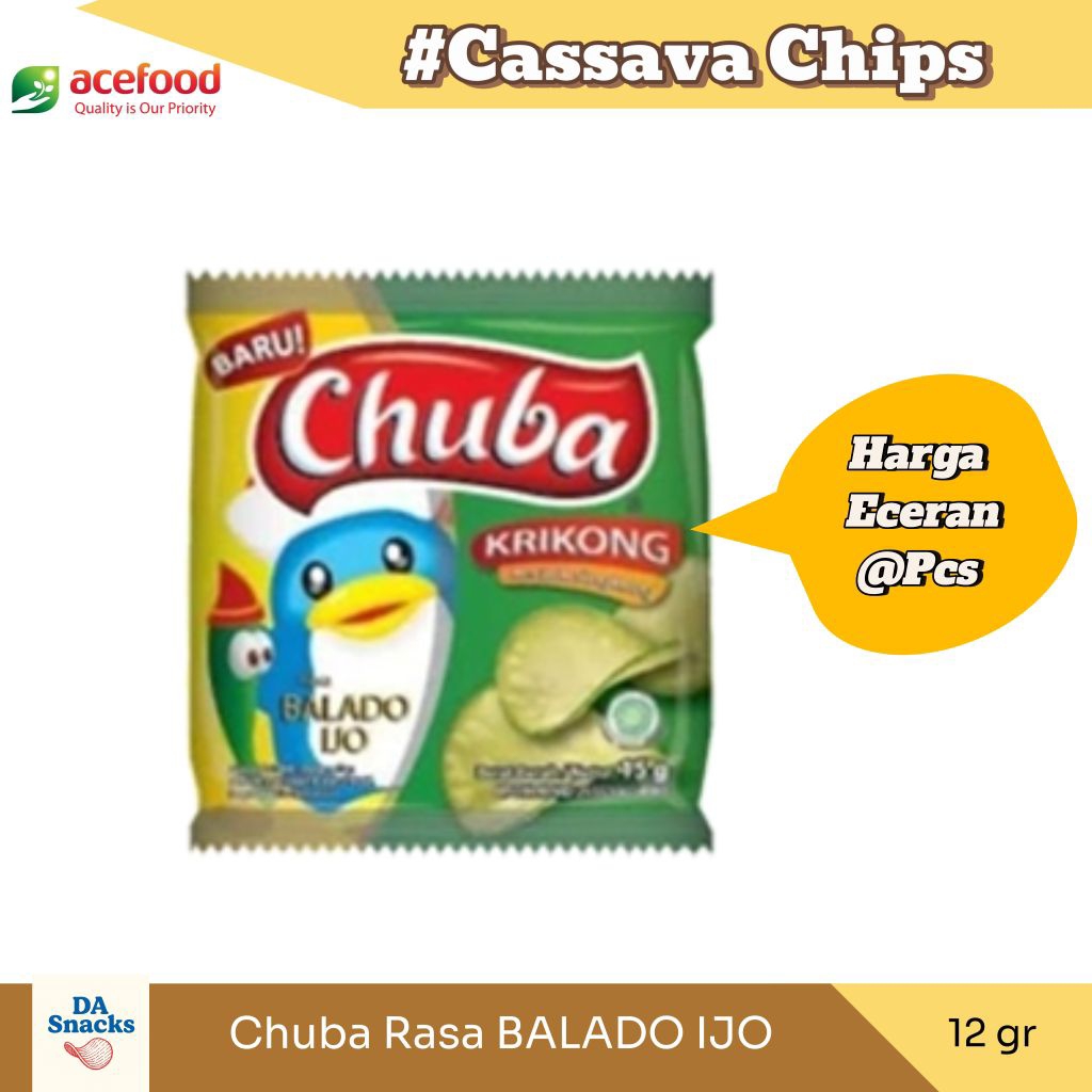 

[Promo Eceran] Chuba Keripik Singkong 12gr / Chuba Balado Ijo