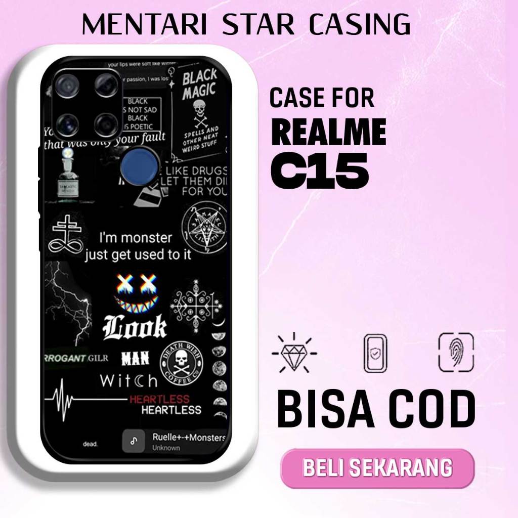 CASE REALME C15 - Softcase Premium Matte Hard Case - Case Glossy Motif AST BLCK